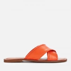 Dune Womens Lindsy Leather Flat Sandals - Orange - UK 3