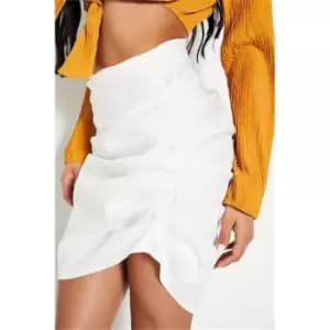 I Saw It First White Ruched Asym Skirt - White