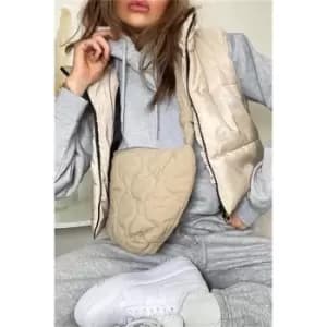 I Saw It First Stone Cropped Padded Gilet - Brown