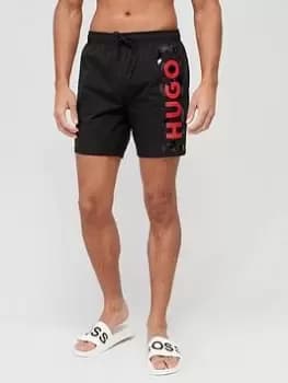 HUGO Reef Logo Swim Shorts - Black Size M Men