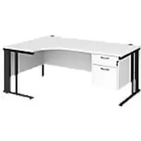 Dams International Left Hand Ergonomic Desk MCM18ELP2KWH 1,800 x 1,200 x 725 mm