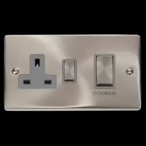 Click Scolmore Deco Ingot 45A Cooker Switch Unit with 13A 2 Pole Switched Socket - VPSC504GY
