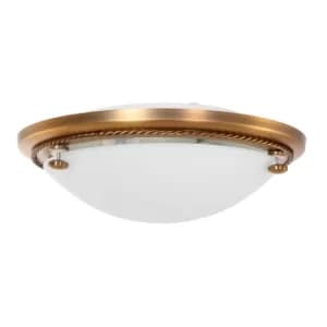 Ceiling And Wall Bowl Semi Flush Ceiling Light Bronze Brushed, Glass Matt