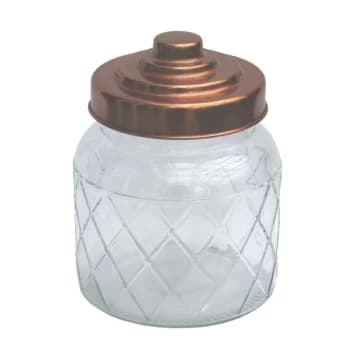 Round Glass Jar With Copper Lid - 5.5 Inch