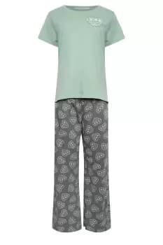 Heart Print Wide Leg Pyjama Set