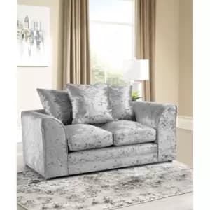 Mirana Modern Crush Velvet 2 Seater Sofa - Silver - Silver