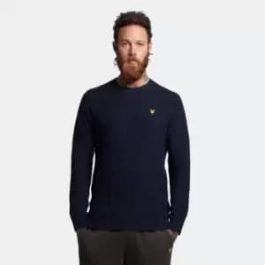 Lyle & Scott Mens Horizontal Textured Stitch Jumper - Dark Navy - M