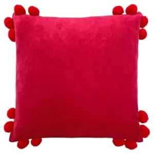 Hoola Pom-Pom Cushion Fuchsia/Red