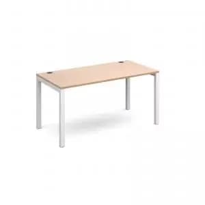 Connex single desk 1400mm x 800mm - white frame and beech top