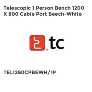 TC Group Telescopic 1 Person Bench 1200 x 800 Cable Port Beech-White
