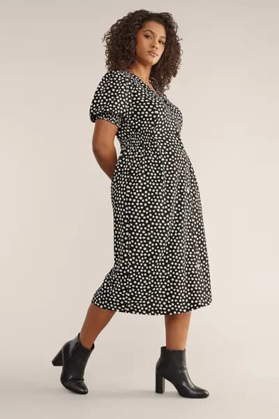 Evans Spot Print Button Front Dress White