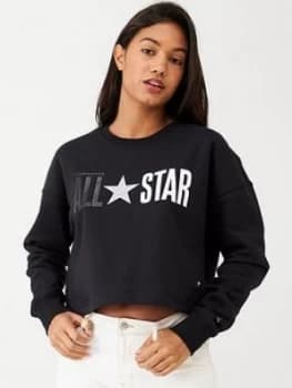 Converse All Star Cropped Crew Fleece - Black