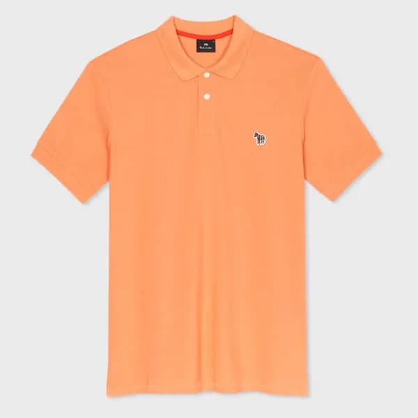 Paul Smith Washed Orange Organic Cotton Zebra Polo Shirt