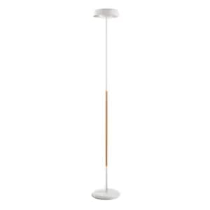 Noa Floor Lamp 2 Light 21W Down 9W Up LED 3000K, 3000lm, Touch Dimmer, Matt White/Beech, 3yrs Warranty