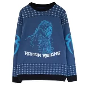 WWE Womens/Ladies Roman Reigns Knitted Jumper (3XL) (Blue)