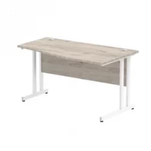 Impulse 800/600 Rectangle Silver Cable Managed Leg Desk Grey Oak