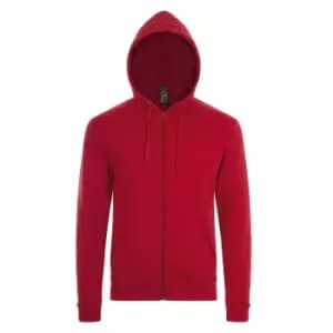 SOLS Mens Stone Zip Up Plain Hoodie (L) (Red)