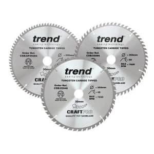 Trend CraftPro Table Saw Blade 250 x 30mm x 48T/60T/84T (Pack 3)