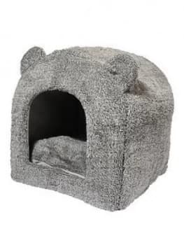 Rosewood Grey Teddy Bear Cat Bed