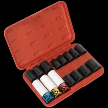 Sealey 15 Piece 1/2" Drive Impact Socket and Wheel Nut Remover Set 1/2"