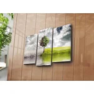 3PATK-48 Multicolor Decorative Canvas Painting (3 Pieces)