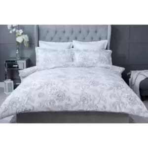 Belledorm Ella Duvet Cover Set (Double) (White/Grey)