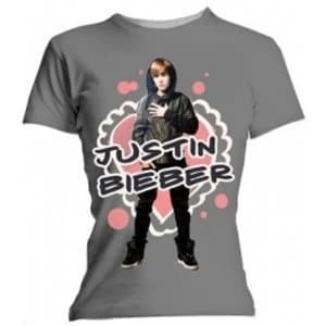 Justin Bieber Cut Out Hearts Skinny Grey T Shirt: Large