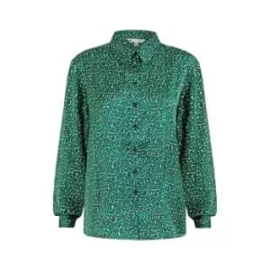 Yumi Green Leopard Print Relaxed Shirt - Green