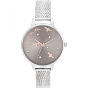 Ladies Olivia Burton Pearl Detail Rose Gold & Silver Mesh Watch