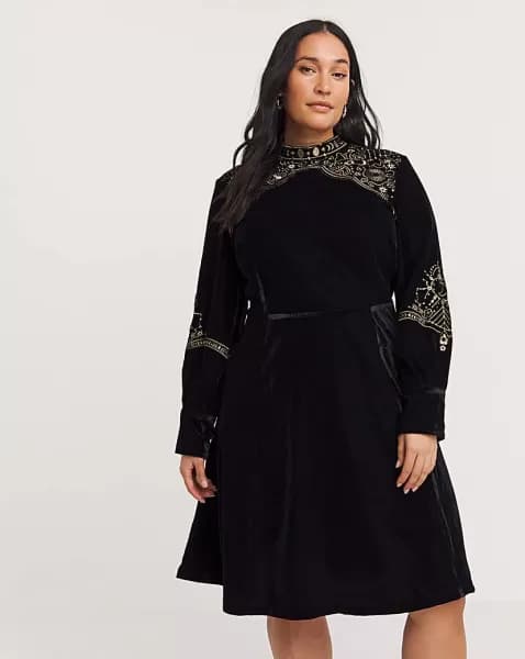 Joe Browns Black Luna Velvet Dress