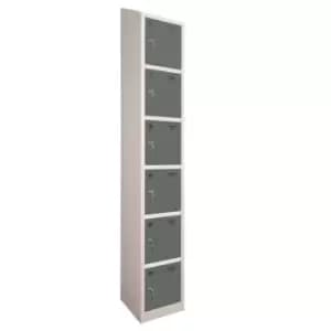 6 Door Locker, 300X300, Grey Carcass/Dark Grey Doors, Sloping Top, Camlock