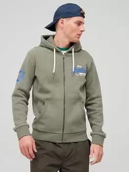 Superdry Vintage Zip Hoodie, Olive Size M Men