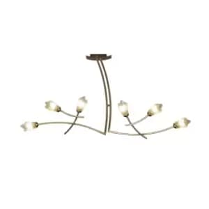 Pietra Linear Pendant 2 Arm 6 Light G9, Antique Brass
