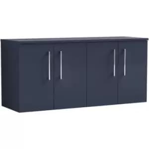 Arno Matt Electric Blue 1200mm Wall Hung 4 Door Vanity Unit with Worktop - ARN1723W2 - Electric Blue - Nuie