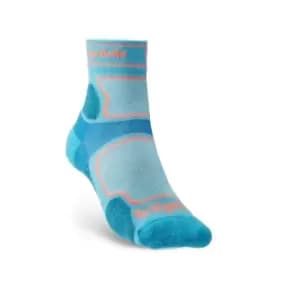 Bridgedale TRAIL RUN Ultralight T2 Coolmax Sport 3/4 Crew Womens - Large Blue