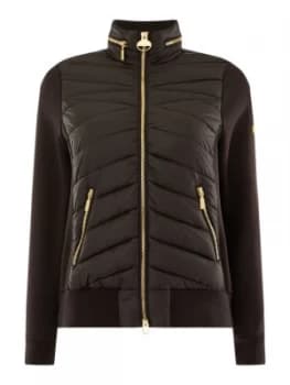 Barbour Quilted Grandstand Patch Zip Up Jacket Black