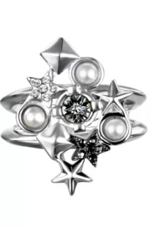 Ladies Karl Lagerfeld Silver Plated Eclectic Stud Cluster Ring Size N 5378321