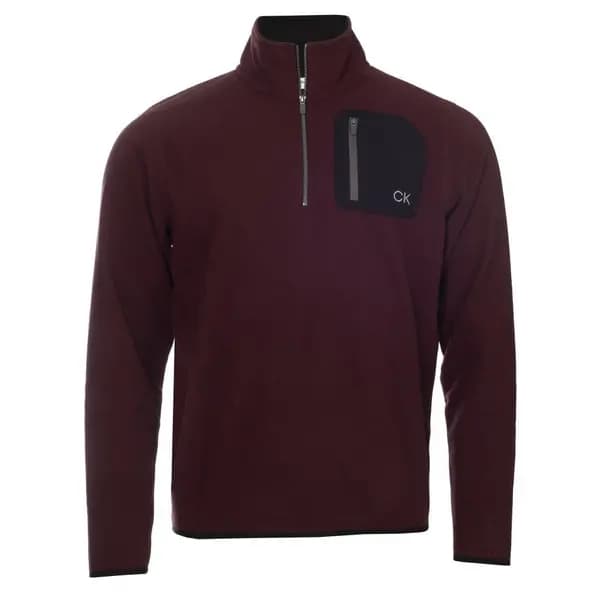 Calvin Klein PLANET FLEECE HALF ZIP BURGUNDY - S