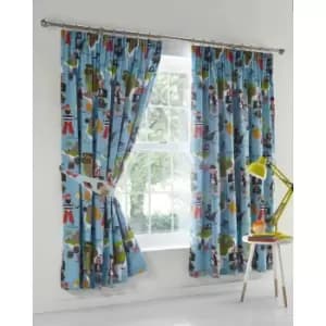 Portfolio Home Kids Club Pirate Map One Pair Of Lined Curtains (66 X 72") With Matching Tie Backs