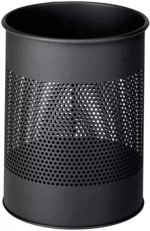 Original Durable 15 Litre Metal Round Waste Basket Black A291059