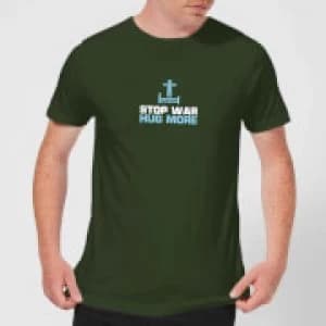 Plain Lazy Stop War Hug More Mens T-Shirt - Forest Green - L