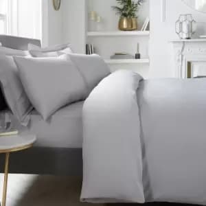 Appletree 100% Cotton Percale 400 Thread Count Duvet Cover Set, Silver, Single