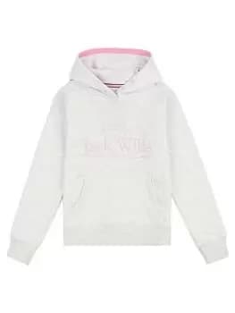 Jack Wills Girls Script Hoodie - Oatmeal Heather, Off White, Size Age: 10-11 Years, Women