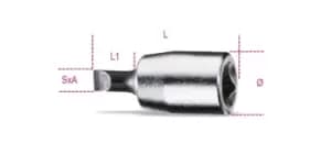 Beta Tools 900 LP 1/4" Sq Dr Slotted/Flat Bit Socket Driver 0.8 x 4mm 009000605