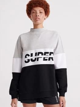 Superdry Sport Pusher Crew Neck Top - Black, Size 10, Women