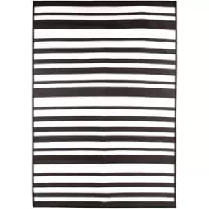 Stripe Lightweight Waterproof Indoor/Outdoor Rug 230x160cm - Black, White / Stripe - Charles Bentley