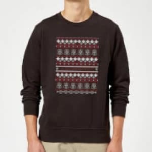 Star Wars On The Naughty List Pattern Christmas Sweatshirt - Black