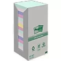 Post-it Recycled Sticky Notes Assorted 76 x 76mm 100 Sheets Pack of 16
