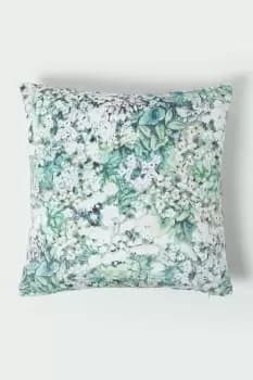 Floral Garden Green Velvet Cushion 46 x 46 cm