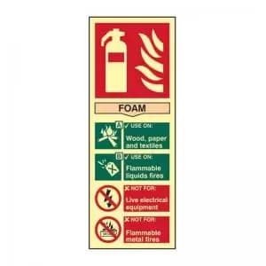 Fire Extinguisher Foam’ Sign; 1.3mm Rigid Self Adhesive